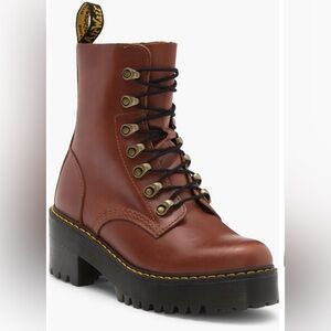 NEW Dr. Martens Leona Combat Boot in Saddle Tan Farrier - size 7 US/ 5 UK